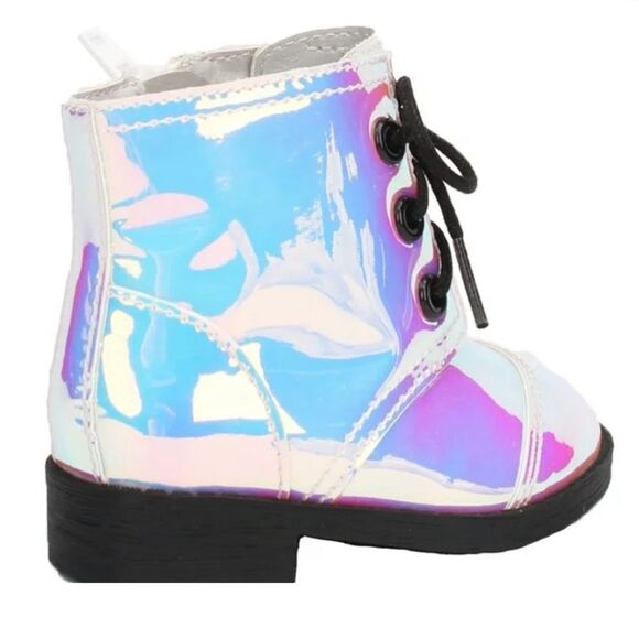 Wonder Nation Iridescent Combat Booties Toddler Sz 4 Moto Techno‎ Comfort Shoes - Picture 5 of 14